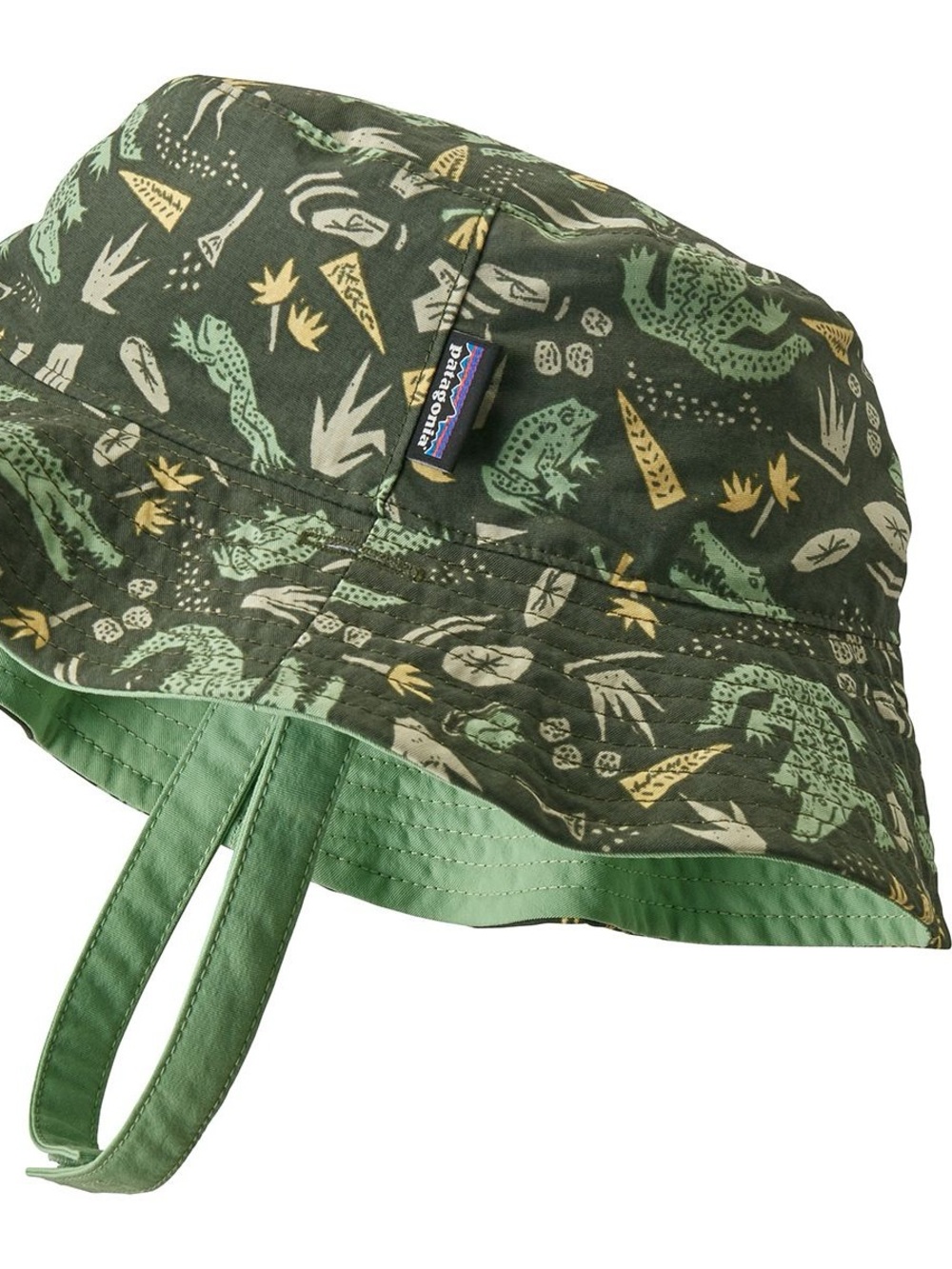 Patagonia Green Printed Kids Sun bucket Hat with Chin Strap Size 6m-9months